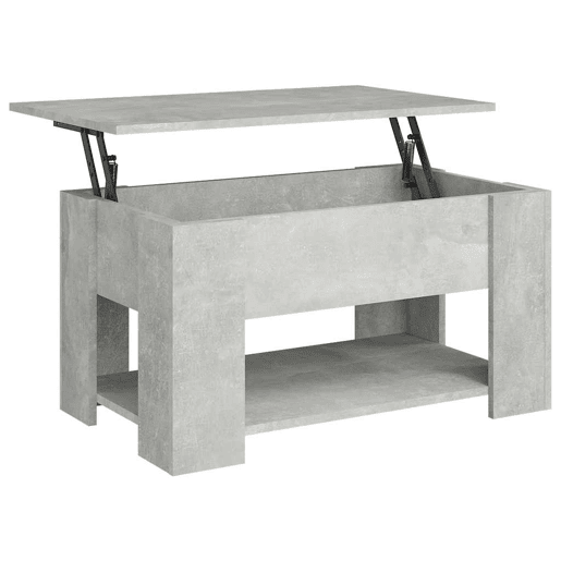 Mesa de Centro, Mesa baixa, 79x49x41 cm madeira processada cinza cimento