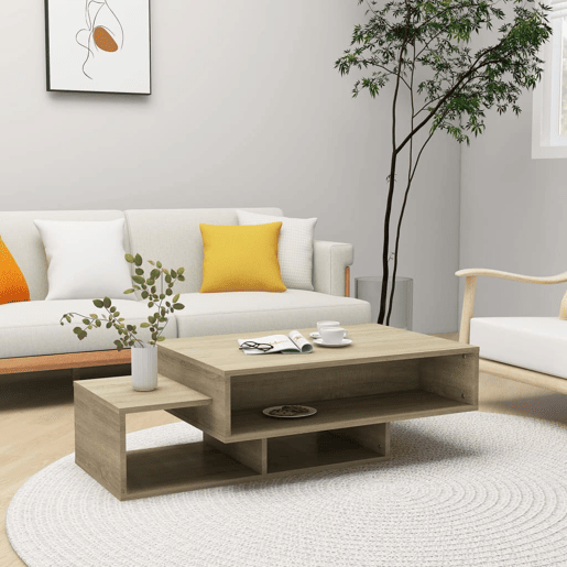 Mesa de Centro, Mesa baixa, 105x55x32cm derivados de madeira carvalho sonoma