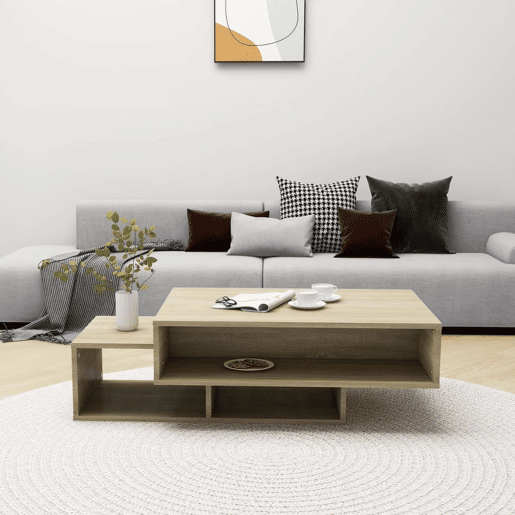 Mesa de Centro, Mesa baixa, 105x55x32cm derivados de madeira carvalho sonoma