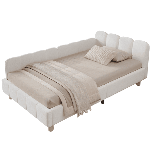 Sofá-cama individual fixa 90x200 cm de veludo,bege
