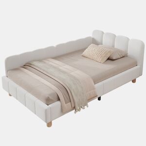 Sofá-cama individual fixa 90x200 cm de veludo,bege