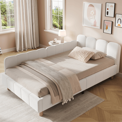 Sofá-cama individual fixa 90x200 cm de veludo,bege