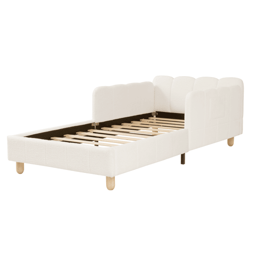Sofá-cama individual fixa 90x200 cm de veludo,bege