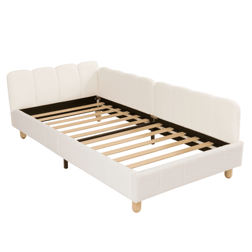 Sofá-cama individual fixa 90x200 cm de veludo,bege