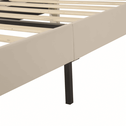 Cama estofada 90x200cm em veludo com cabeceira regulável + estrado de molas - Bege