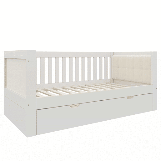 Cama embutida 90x200 cm - design compacto, madeira, base incluída, montagem fácil - branca
