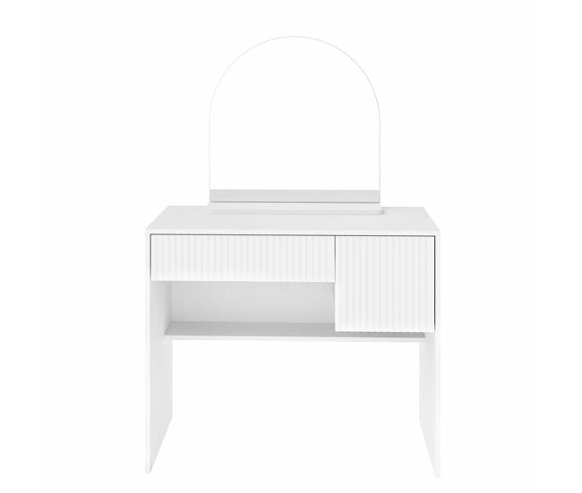 Tocador 135x90x40 cm - con espejo, cajones y estantes abiertos, diseño moderno - blanco