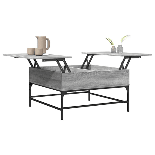 Mesa de Centro, Mesa baixa, 80x80x45cm deriv. madeirametal cinzento sonoma