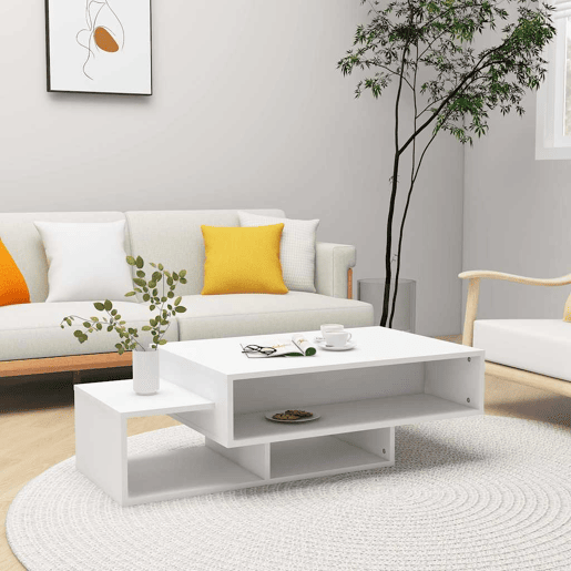 Mesa de Centro, Mesa baixa, 105x55x32 cm derivados de madeira branco
