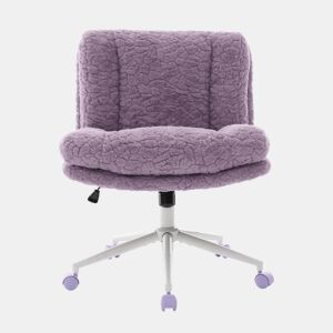 Cadeira de escritório de 67 cm - Assento largo em pele sintética ajustável com base giratória em metal - Violeta