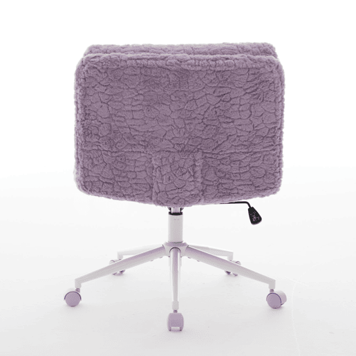 Cadeira de escritório de 67 cm - Assento largo em pele sintética ajustável com base giratória em metal - Violeta