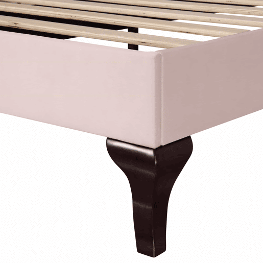 Cama estofada em veludo 90x200 cm com cabeceira regulável + estrado de molas - Rosa