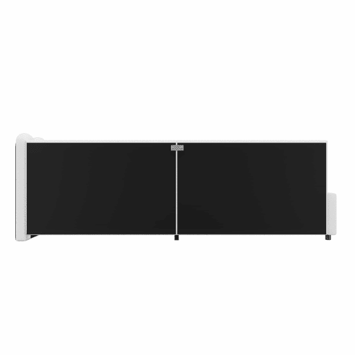 Cama Daybett 90x200 cm - Sofá-cama, luz ambiente LED com controlo remoto, cama com estrado (sem colchão), imitação de felpa - Branco