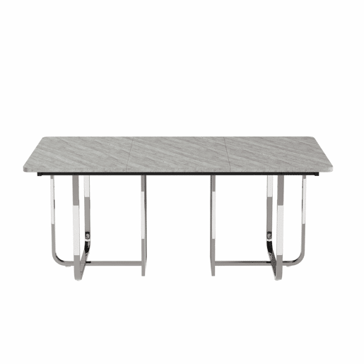 Mesa de jantar 180x80x75 cm - Mesa moderna, estável, com pernas metálicas, para 6 pessoas - Cinza + Prata