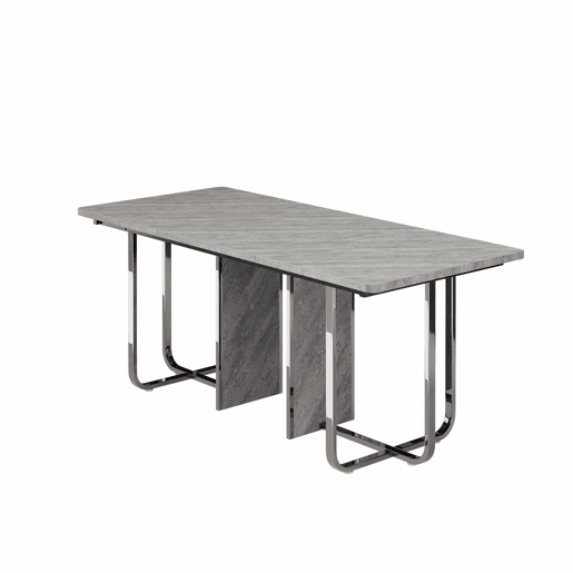 Mesa de jantar 180x80x75 cm - Mesa moderna, estável, com pernas metálicas, para 6 pessoas - Cinza + Prata