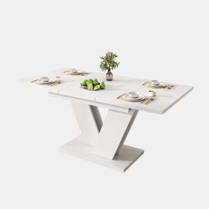 Mesa extensível 120160*80 cm - Mesa retangular com pés em V, estilo simples - Branca