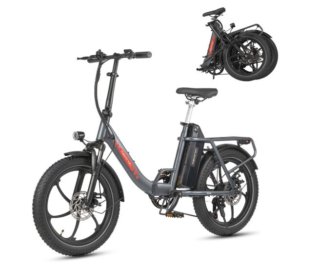 Bicicleta eléctrica maxturn mule - motor 250w batería 48v20ah 20" frenos de disco mecánicos - gris