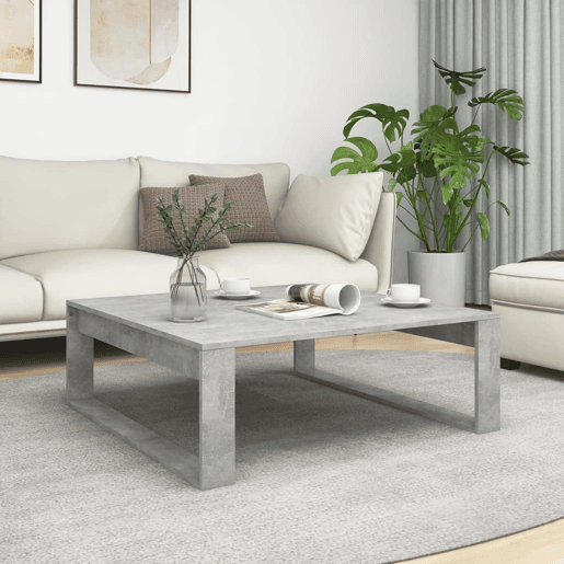Mesa de Centro, Mesa baixa, 100x100x35 cm derivados madeira cinzento cimento