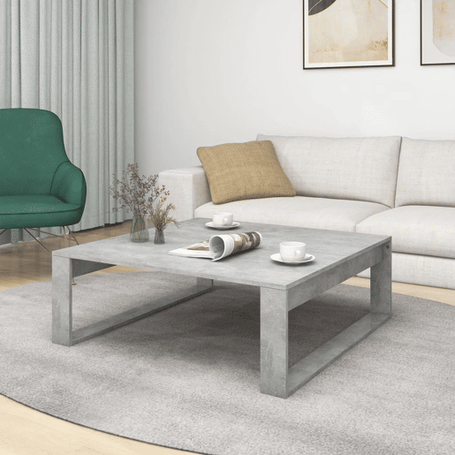 Mesa de Centro, Mesa baixa, 100x100x35 cm derivados madeira cinzento cimento