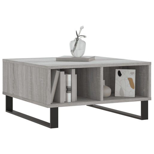 Mesa de Centro, Mesa baixa, 60x60x30 cm derivados de madeira cinzento sonoma