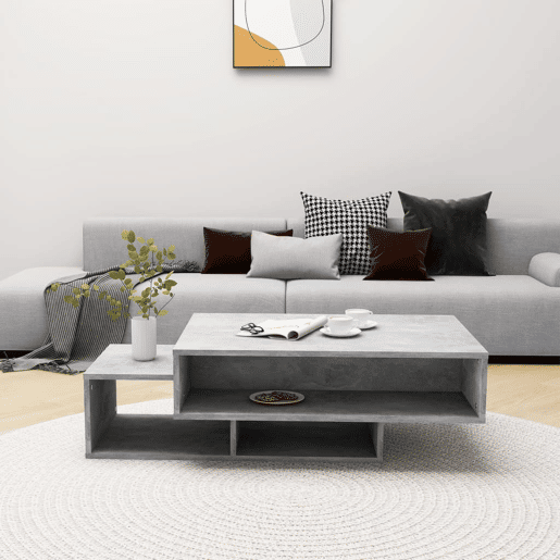 Mesa de Centro, Mesa baixa, 105x55x32 cm derivados madeira cinzento cimento