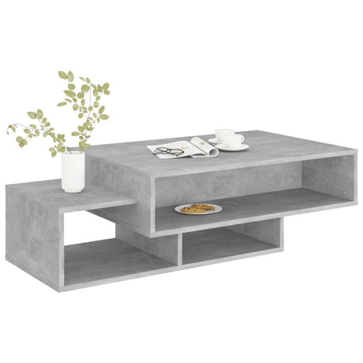 Mesa de Centro, Mesa baixa, 105x55x32 cm derivados madeira cinzento cimento