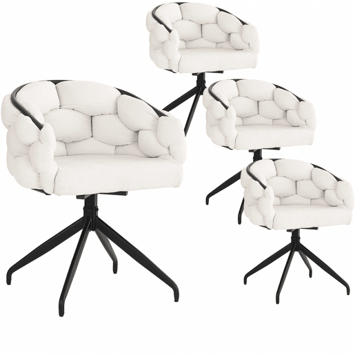 Conjunto de 4 cadeiras giratórias em veludo - Estilo moderno - Bege