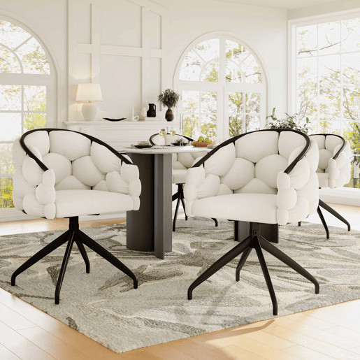 Conjunto de 4 cadeiras giratórias em veludo - Estilo moderno - Bege