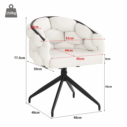 Conjunto de 4 cadeiras giratórias em veludo - Estilo moderno - Bege