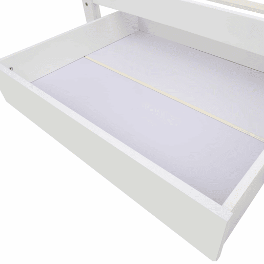 Cama individual 90x200 cm - Cama de madeira maciça com gavetas e estrado, estante, para jovens e adultos - Branco