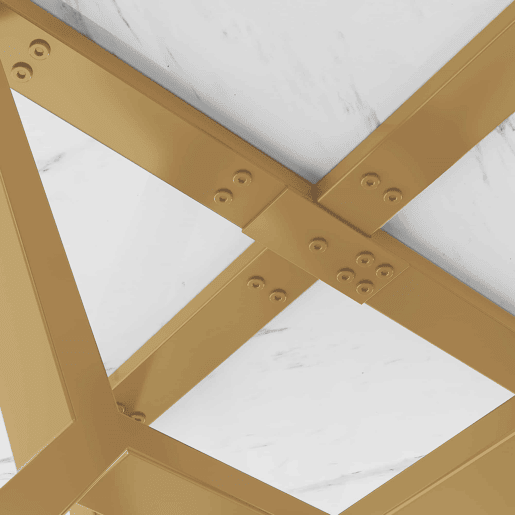 Mesa redonda de mármore 100 cm - mesa de jantar moderna e simples, base em forma de X, suporte metálico - dourado