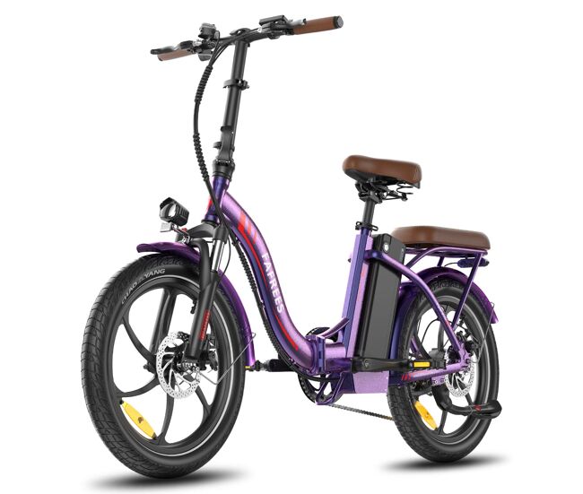 Bicicleta eléctrica fafrees f20+ pro - motor 250w batería 36v25ah neumáticos de 20" frenos de disco mecánicos - rosa púrpura