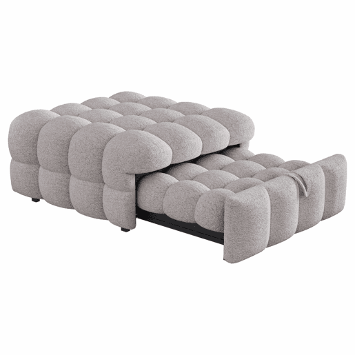 Sofá-cama 90x200 cm - 2 em 1, Puff, Sofá extensível, Cama individual, Cama tipo Puffy, Tecido Teddy - Cinza