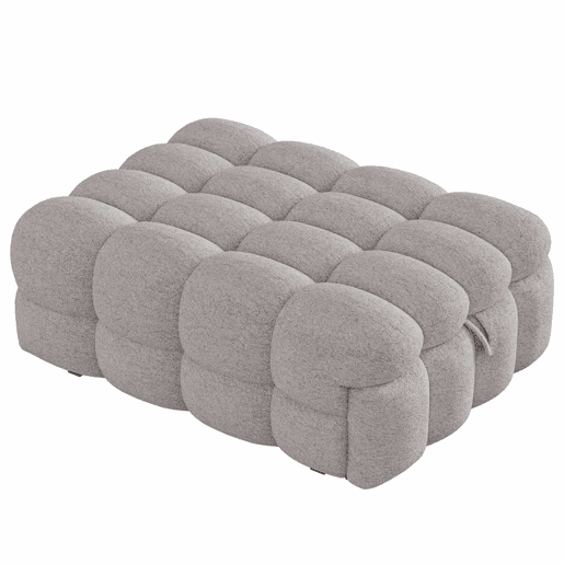 Sofá-cama 90x200 cm - 2 em 1, Puff, Sofá extensível, Cama individual, Cama tipo Puffy, Tecido Teddy - Cinza