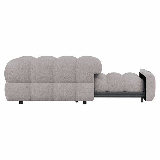 Sofá-cama 90x200 cm - 2 em 1, Puff, Sofá extensível, Cama individual, Cama tipo Puffy, Tecido Teddy - Cinza