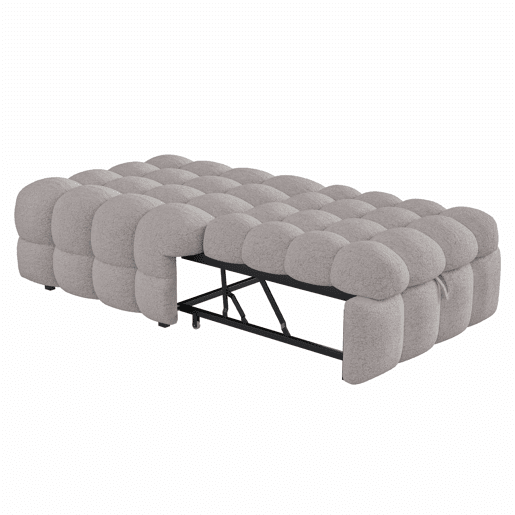 Sofá-cama 90x200 cm - 2 em 1, Puff, Sofá extensível, Cama individual, Cama tipo Puffy, Tecido Teddy - Cinza