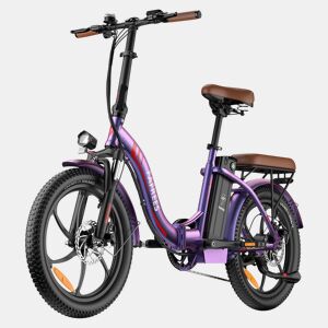 Bicicleta Elétrica FAFREES F20 Pro - Motor 250W Bateria 36V20Ah Pneus De 20u201D Travões A Disco Mecânicos - Roxo Rosa