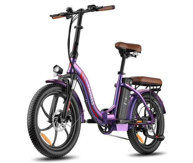 Bicicleta eléctrica fafrees f20 pro - motor 250w batería 36v20ah neumáticos de 20" frenos de disco mecánicos - rosa púrpura