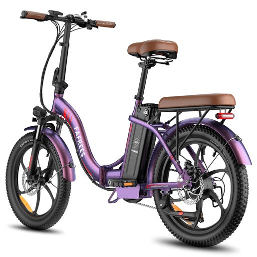 Bicicleta Elétrica FAFREES F20 Pro - Motor 250W Bateria 36V20Ah Pneus De 20u201D Travões A Disco Mecânicos - Roxo Rosa