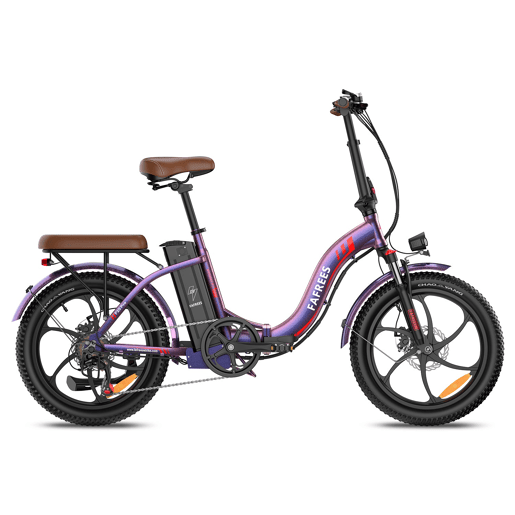 Bicicleta Elétrica FAFREES F20 Pro - Motor 250W Bateria 36V20Ah Pneus De 20u201D Travões A Disco Mecânicos - Roxo Rosa