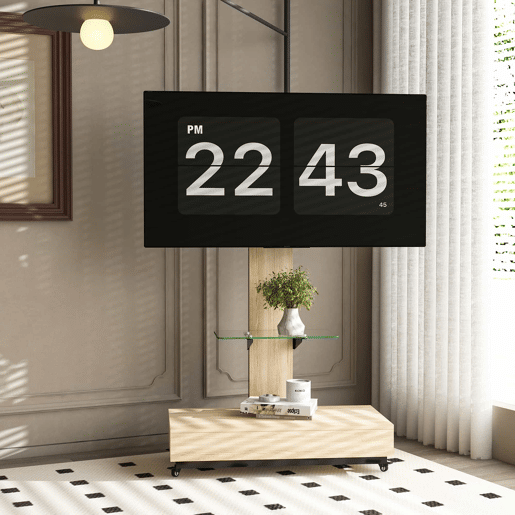 Móvel para televisão com gavetas 80 x 40 cm - suporte móvel ajustável para televisões de 32 a 75 polegadas - madeira natural