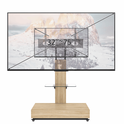 Móvel para televisão com gavetas 80 x 40 cm - suporte móvel ajustável para televisões de 32 a 75 polegadas - madeira natural