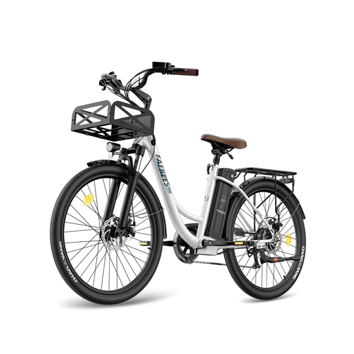 Bicicleta Elétrica FAFREES F26 Lasting - Motor 250W Bateria 36V25Ah 26x1.95 Polegadas Pneus Travões de Disco Mecânicos - Branca