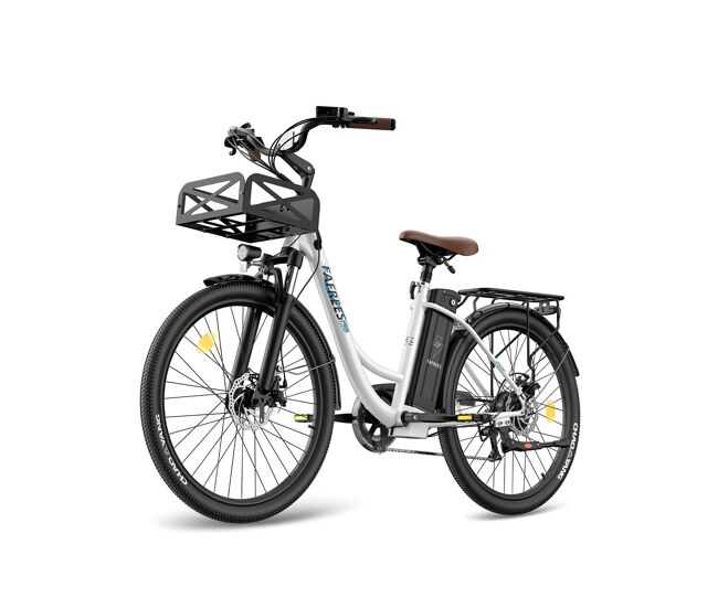 Fafrees f26 lasting bicicleta eléctrica - motor 250w batería 36v25ah 26x1.95 pulgadas ruedas frenos disco mecánicos - blanco