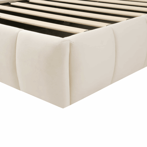 Cama infantil estofada 90x200 cm - cama com baú com abertura hidráulica, base de lâminas, cabeceira acolchoada e amplo espaço de arrumação, veludo - bege