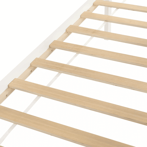 Cama alta infantil 90x200 - Design em forma de casa com prateleira, base robusta - Branco