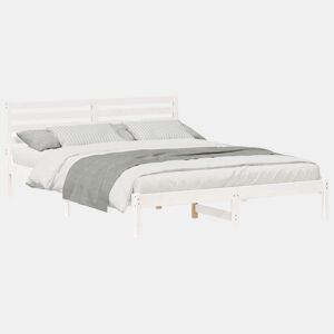 Estrutura da Cama de casal simple com cabeceira Branco 160 x 210 cm