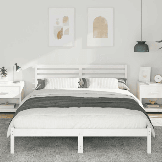 Estrutura da Cama de casal simple com cabeceira Branco 160 x 210 cm