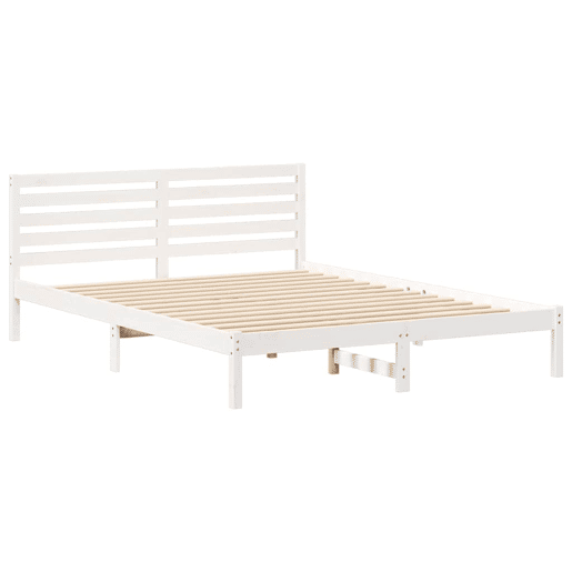 Estrutura da Cama de casal simple com cabeceira Branco 160 x 210 cm