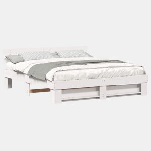 Estrutura da Cama de casal simple com cabeceira Branco 180 x 200 cm